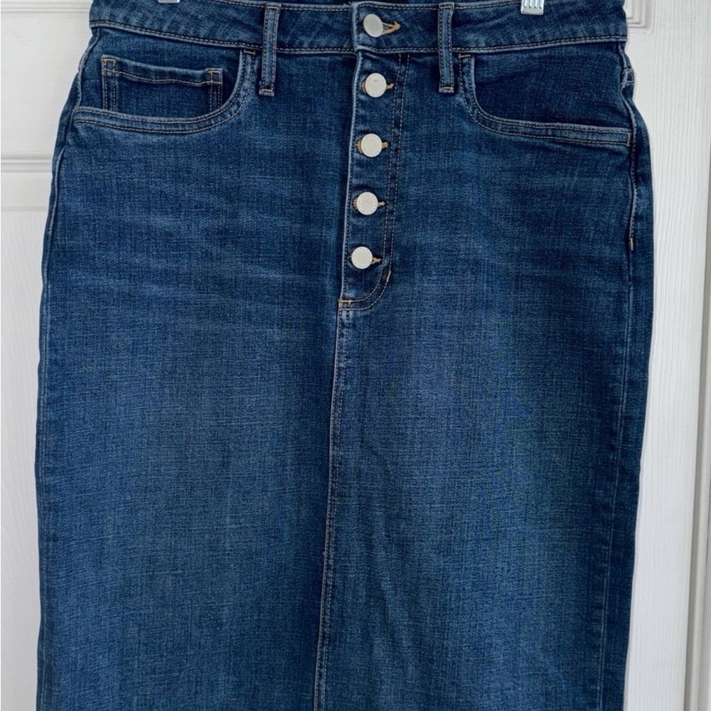 Banana Republic Dark Blue Button-Fly Jean Skirt